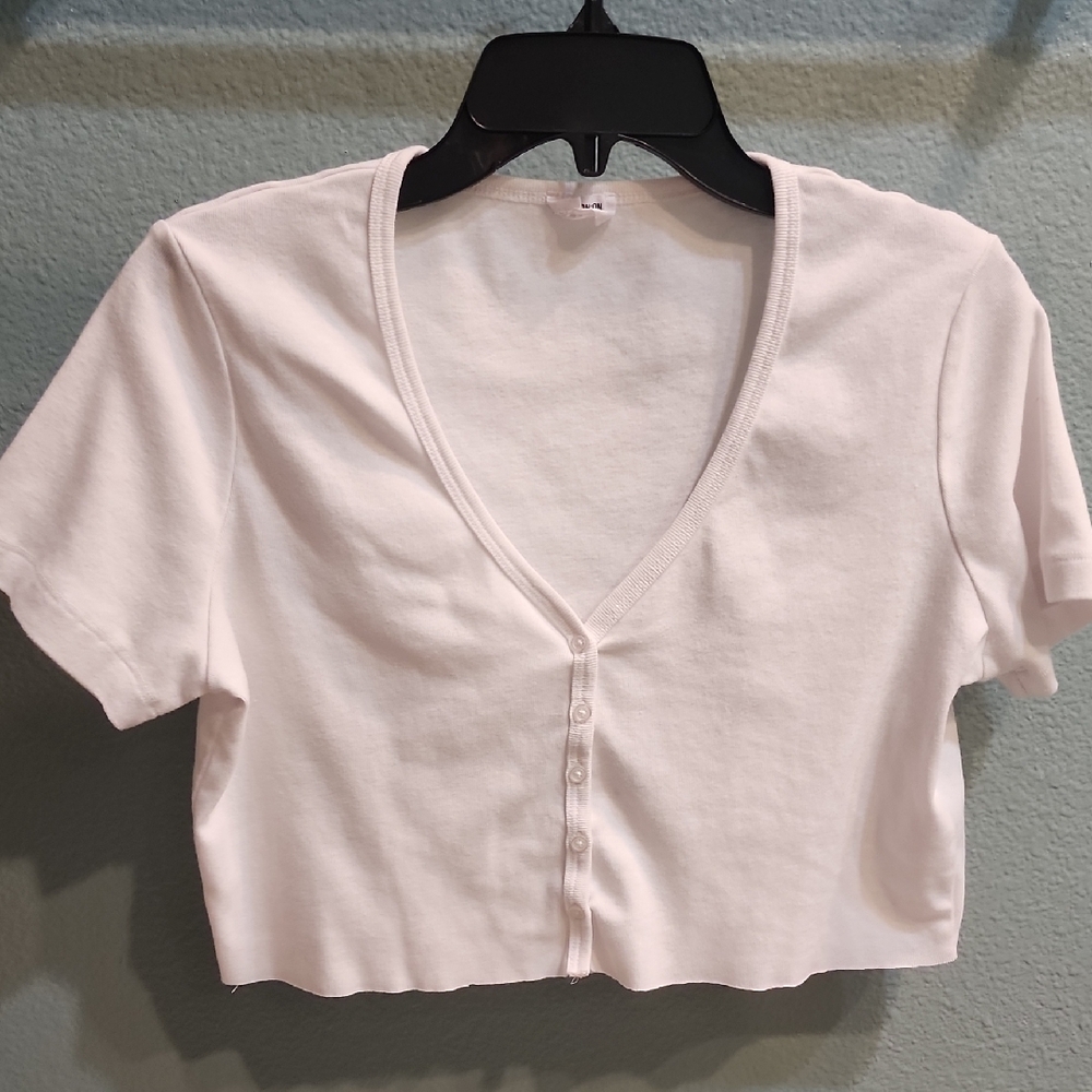 White Button-Up Crop Top
